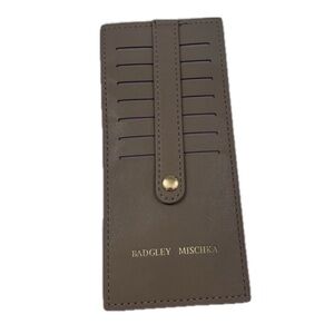 Badgley Mischka Taupe Leather Card Holder